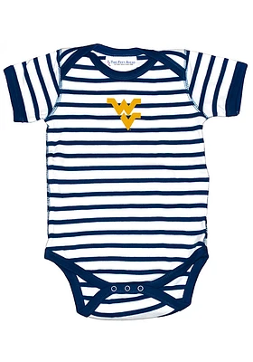 West Virginia Mountaineers Baby Navy Blue Skylar Short Sleeve One Piece