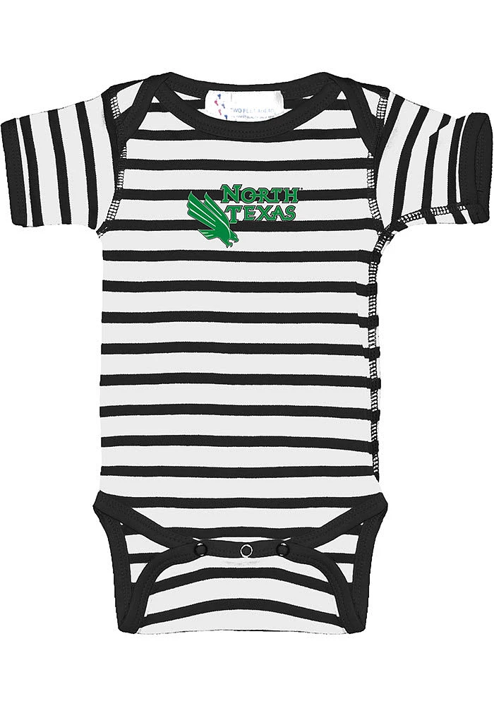 North Texas Mean Green Baby Black Stripe Design Short Sleeve One Piece