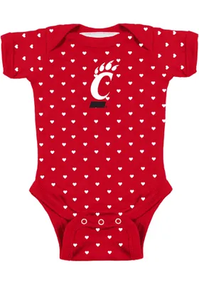 Cincinnati Bearcats Baby Red Heart Short Sleeve One Piece