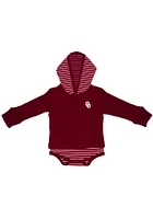 Oklahoma Sooners Baby Cardinal Stripe Hood Long Sleeve One Piece