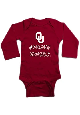 Oklahoma Sooners Baby Cardinal Boomer Sooner Long Sleeve One Piece