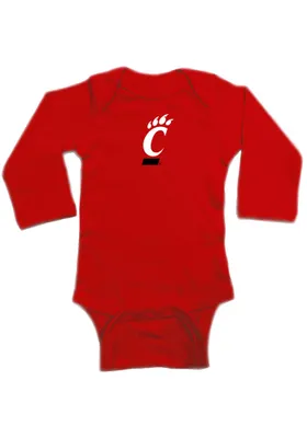 Cincinnati Bearcats Baby Red Primary Logo Long Sleeve One Piece