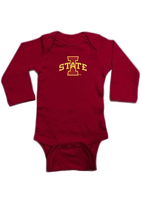 Iowa State Cyclones Baby Cardinal Primary Logo Long Sleeve One Piece