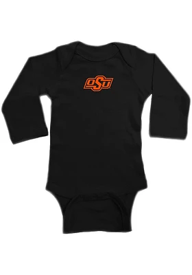 Oklahoma State Cowboys Baby Black Primary Logo Long Sleeve One Piece