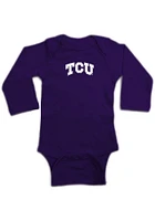 TCU Horned Frogs Baby Purple Primary Logo Long Sleeve One Piece