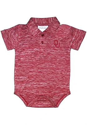 Oklahoma Sooners Baby Cardinal Space Dye Short Sleeve One Piece Polo