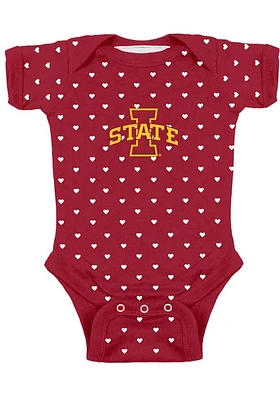 Iowa State Cyclones Baby Cardinal Heart Short Sleeve One Piece
