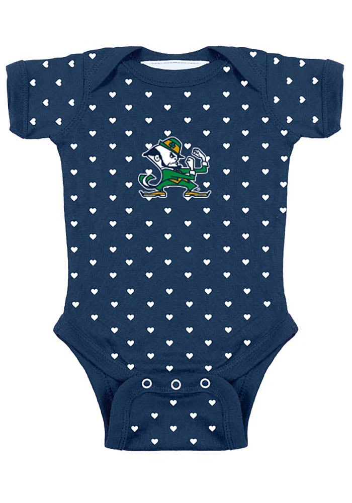 Notre Dame Fighting Irish Baby Navy Blue Heart Short Sleeve One Piece