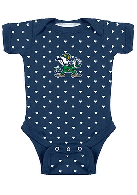 Notre Dame Fighting Irish Baby Navy Blue Heart Short Sleeve One Piece