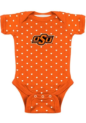 Oklahoma State Cowboys Baby Orange Heart Short Sleeve One Piece
