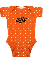 Oklahoma State Cowboys Baby Orange Heart Short Sleeve One Piece