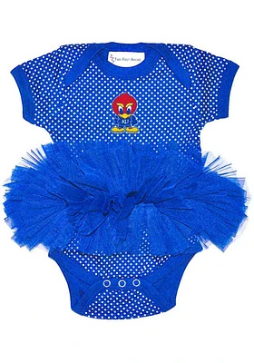 Kansas Jayhawks Baby Blue Jay Pin Dot Tutu Short Sleeve One Piece