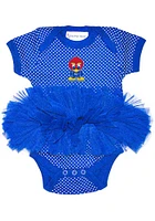 Kansas Jayhawks Baby Blue Jay Pin Dot Tutu Short Sleeve One Piece