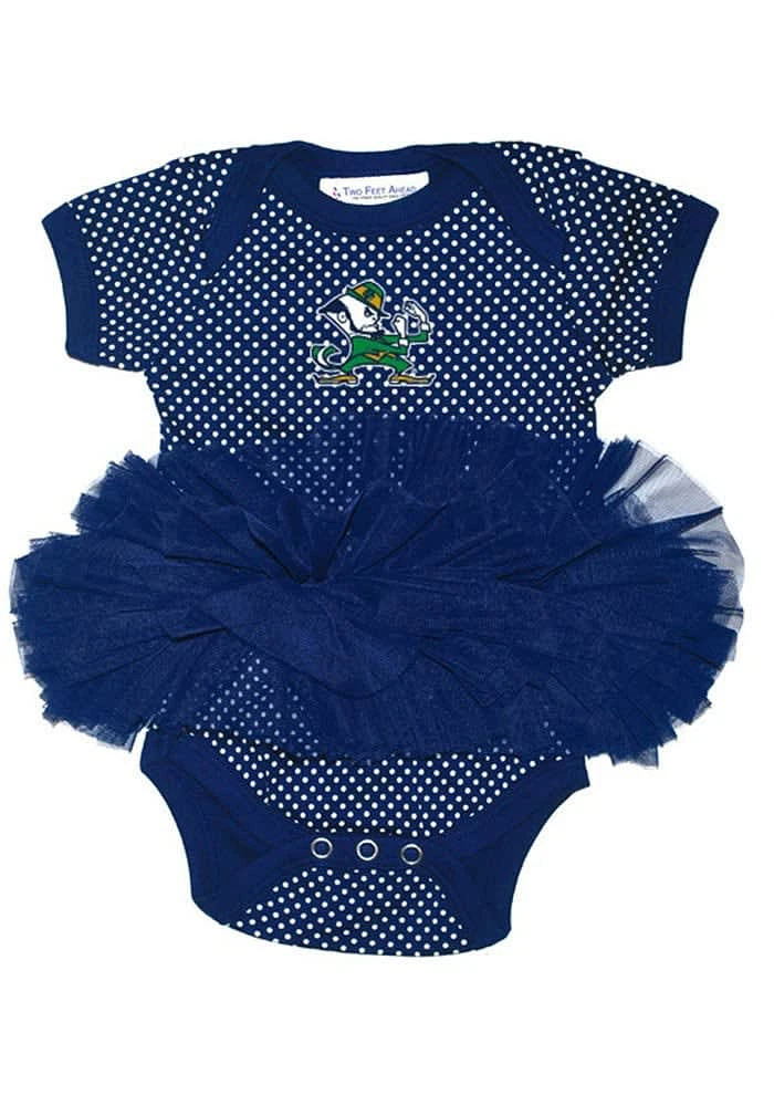 Notre Dame Fighting Irish Baby Navy Blue Pin Dot Tutu Short Sleeve One Piece