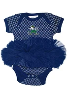Notre Dame Fighting Irish Baby Navy Blue Pin Dot Tutu Short Sleeve One Piece