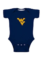 West Virginia Mountaineers Baby Navy Blue Lap Shoulder Short Sleeve One Piece