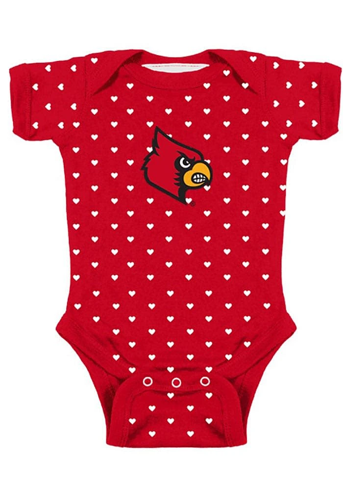 Louisville Cardinals Baby Red Heart Short Sleeve One Piece