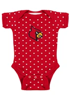 Louisville Cardinals Baby Red Heart Short Sleeve One Piece