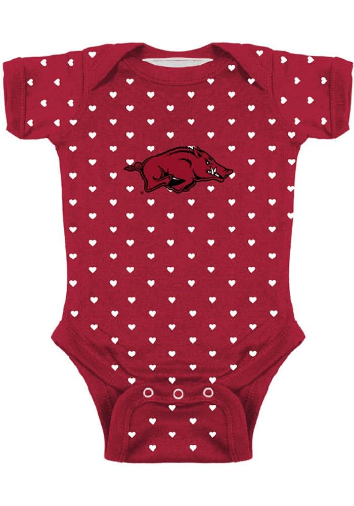 Arkansas Razorbacks Baby Cardinal Heart Short Sleeve One Piece
