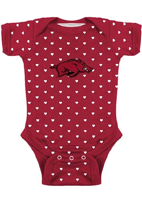 Arkansas Razorbacks Baby Cardinal Heart Short Sleeve One Piece