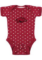Arkansas Razorbacks Baby Cardinal Heart Short Sleeve One Piece