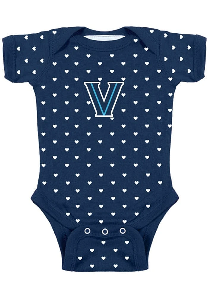Villanova Wildcats Baby Navy Blue Heart Short Sleeve One Piece