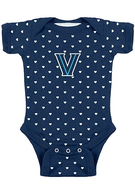 Villanova Wildcats Baby Navy Blue Heart Short Sleeve One Piece