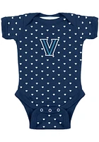 Villanova Wildcats Baby Navy Blue Heart Short Sleeve One Piece
