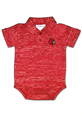 Louisville Cardinals Baby Red Space Dye Polo Short Sleeve One Piece