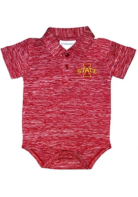 Iowa State Cyclones Baby Cardinal Space Dye Short Sleeve One Piece Polo