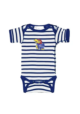 Kansas Jayhawks Baby Blue Skylar Stripe Short Sleeve One Piece