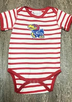 Kansas Jayhawks Baby Red Stripe Short Sleeve One Piece