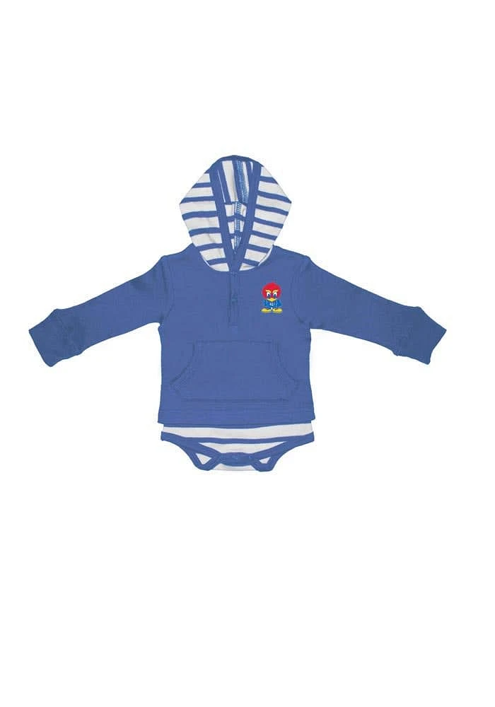 Kansas Jayhawks Baby Blue Stripe Romper Long Sleeve One Piece