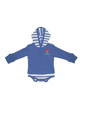 Kansas Jayhawks Baby Blue Stripe Romper Long Sleeve One Piece