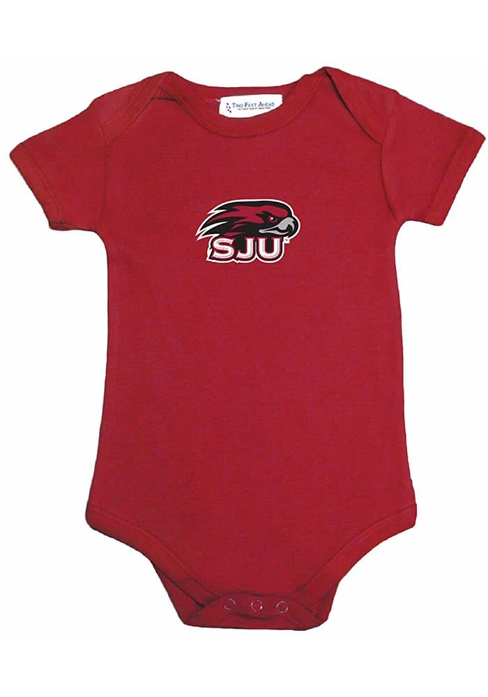 Saint Josephs Hawks Baby Crimson Embroidered Logo Short Sleeve One Piece