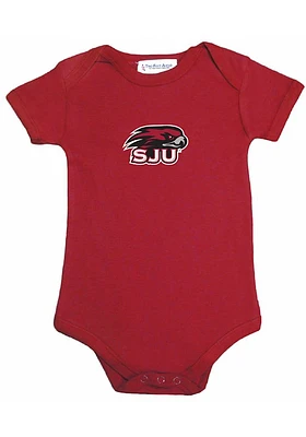 Saint Josephs Hawks Baby Crimson Embroidered Logo Short Sleeve One Piece