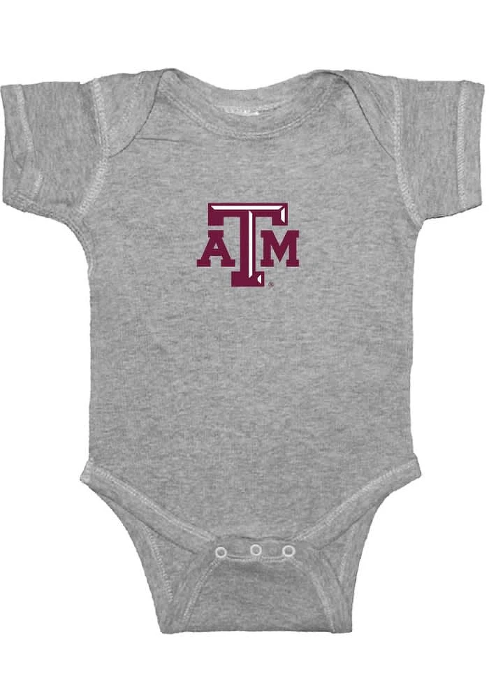 Texas A&M Aggies Baby Grey Embroidered Logo Short Sleeve One Piece