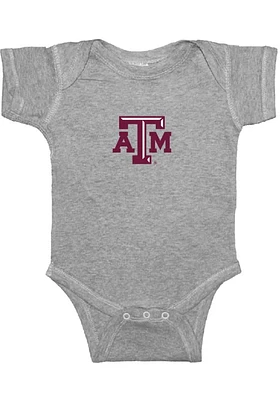 Texas A&M Aggies Baby Grey Embroidered Logo Short Sleeve One Piece