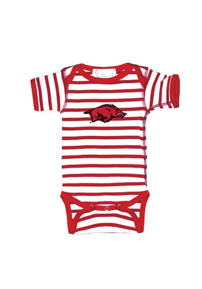 Arkansas Razorbacks Baby Crimson Skylar Stripe Short Sleeve One Piece