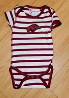 Arkansas Razorbacks Baby Crimson Skylar Stripe Short Sleeve One Piece