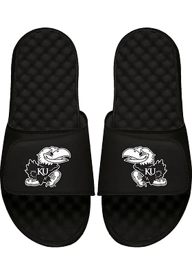 Kansas Jayhawks Black and White Mens Slides