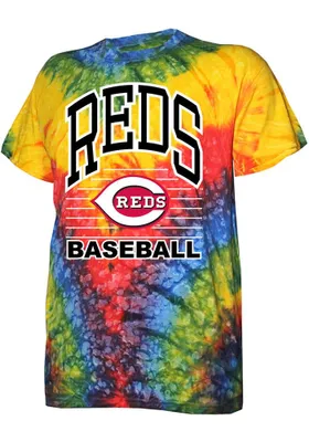 Cincinnati Reds Red Rainbow Tie Dye Short Sleeve Fashion T Shirt