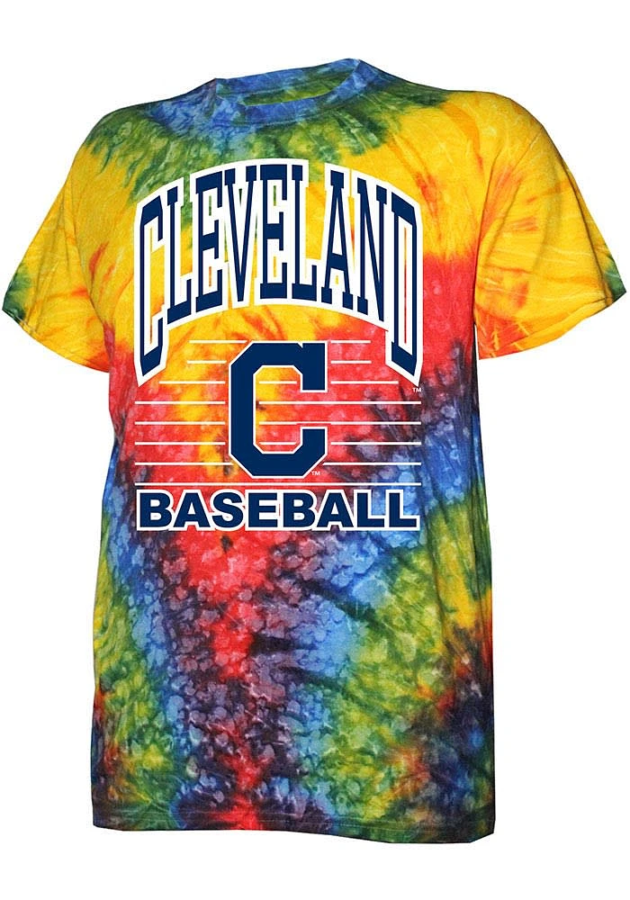 Cleveland Guardians Red Rainbow Tie Dye Short Sleeve Fashion T Shirt