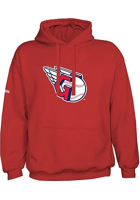 Cleveland Guardians Mens Red G Ball Logo Long Sleeve Hoodie