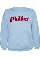 Philadelphia Phillies Mens Light Blue Coop Wordmark Long Sleeve Crew Sweatshirt