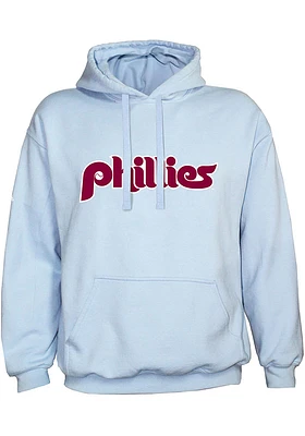 Philadelphia Phillies Mens Light Blue Coop Wordmark Long Sleeve Hoodie