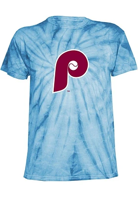 Philadelphia Phillies Light Blue Tie Dye Short Sleeve Fashion T Shirt