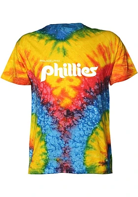 Philadelphia Phillies White Wordmark Tie Dye Short Sleeve Fashion T Shirt