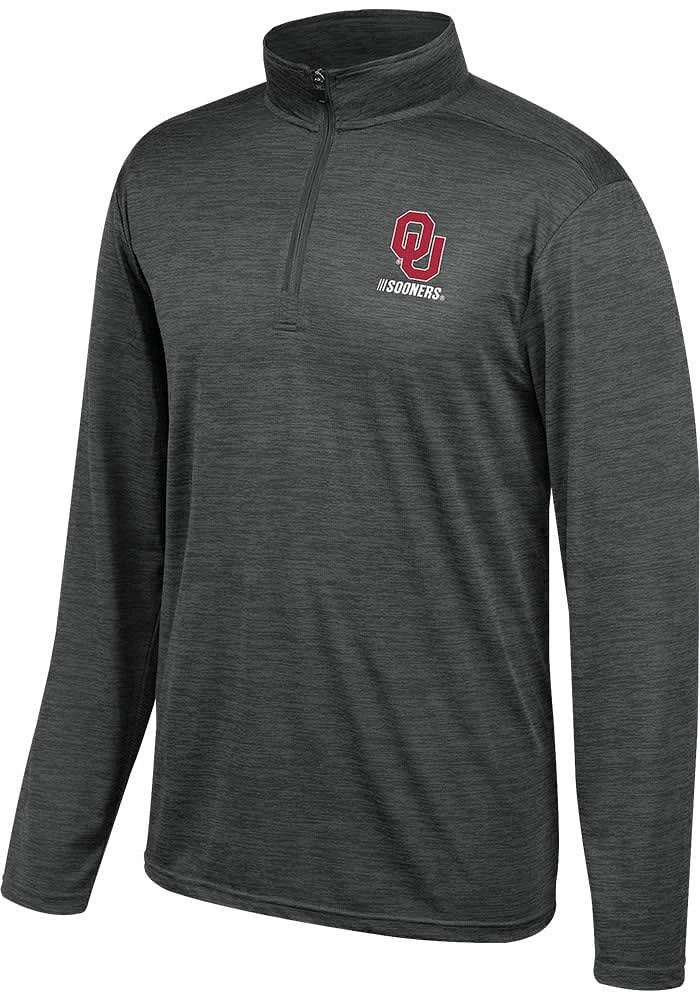 Oklahoma Sooners Mens Charcoal Turbine Long Sleeve Qtr Zip Pullover