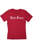 Homefield Ball State Cardinals Red Old English Short Sleeve Fashion T Shirt